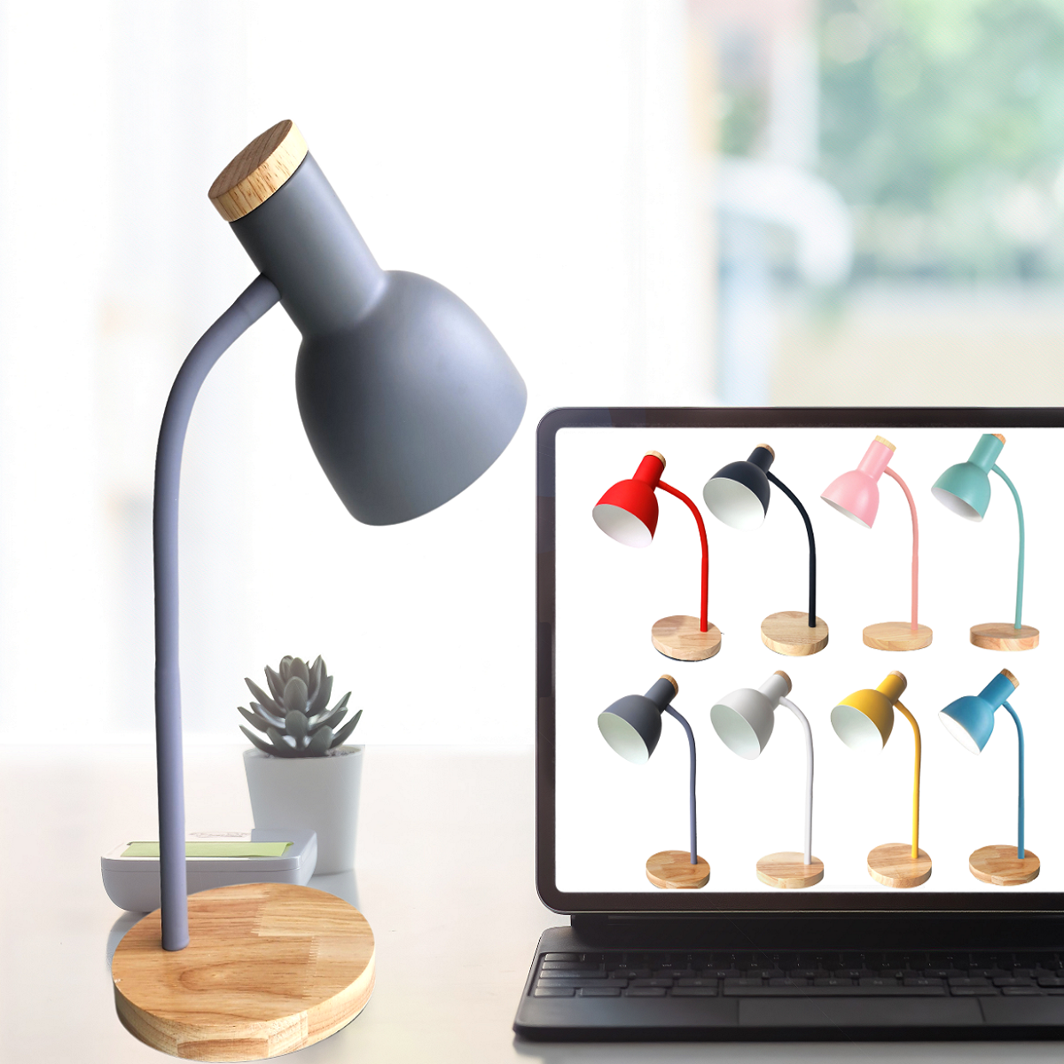 Luminária Mesa Abajur 50cm Articulada Flexível + Lâmpada Led Pt-03 Cor: Cinza - 5