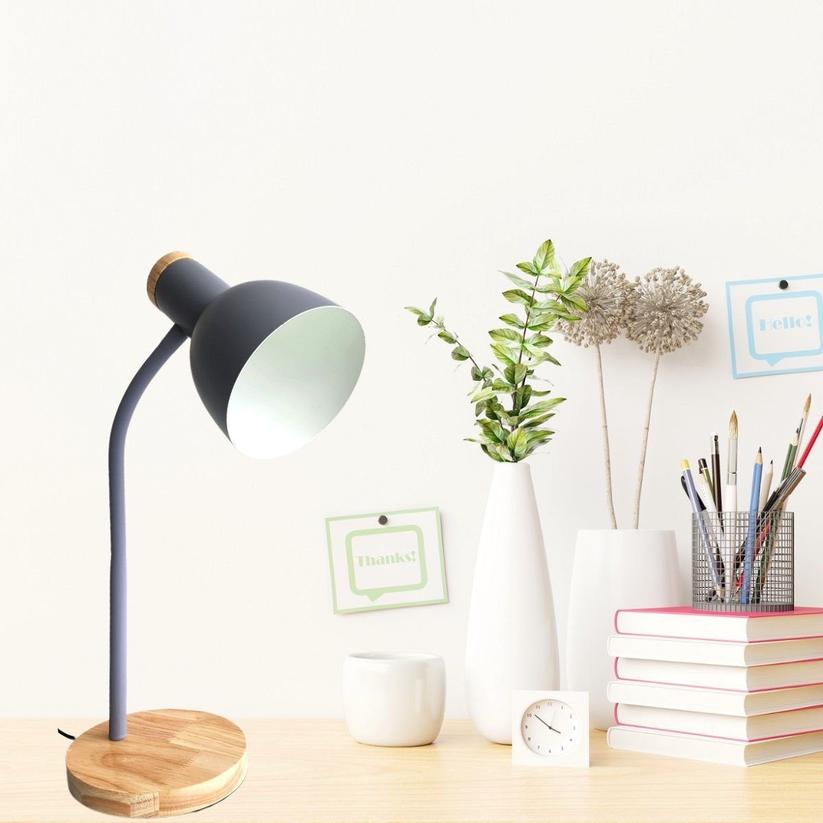 Luminária Mesa Abajur 50cm Articulada Flexível + Lâmpada Led Pt-03 Cor: Cinza - 8