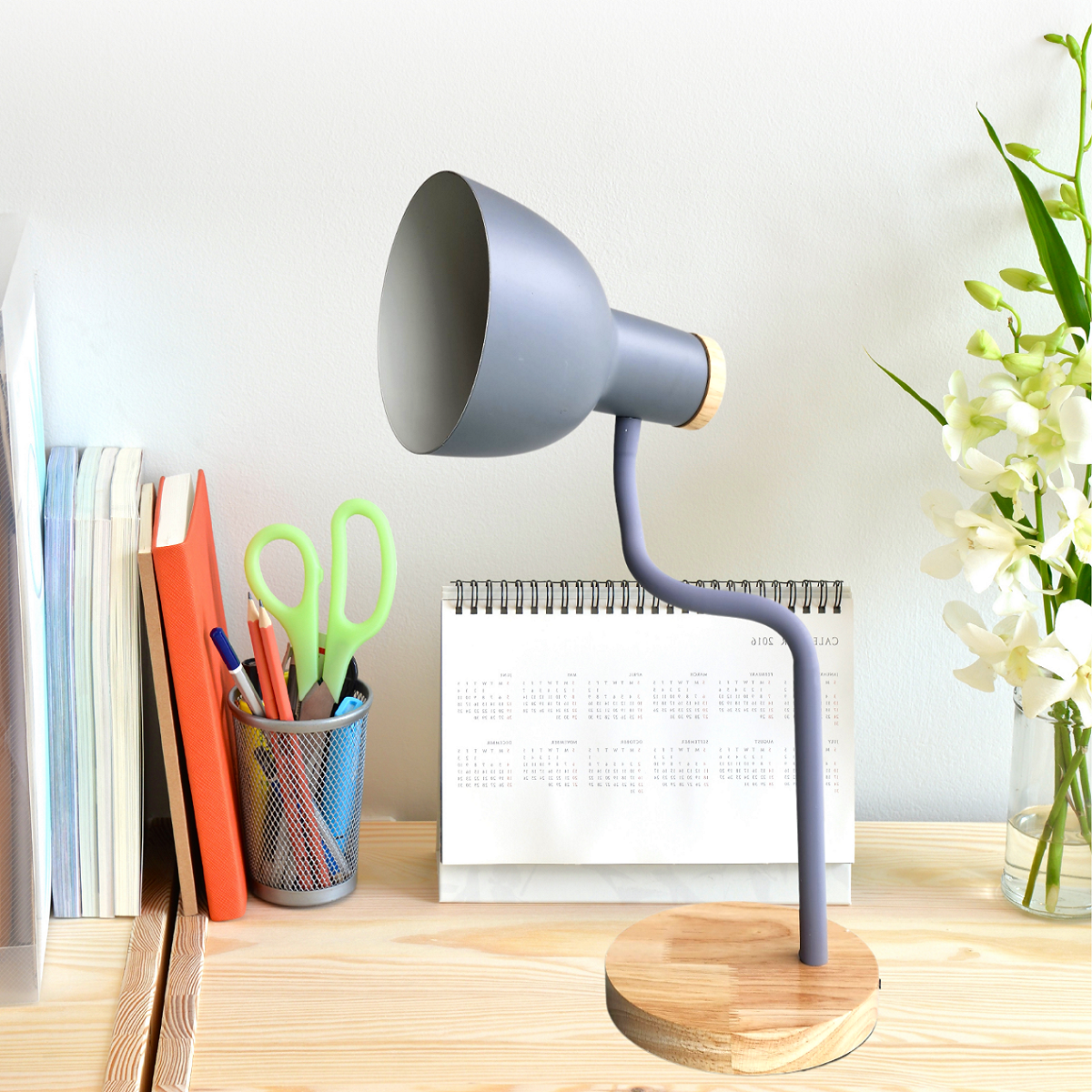 Luminária Mesa Abajur 50cm Articulada Flexível + Lâmpada Led Pt-03 Cor: Cinza - 9