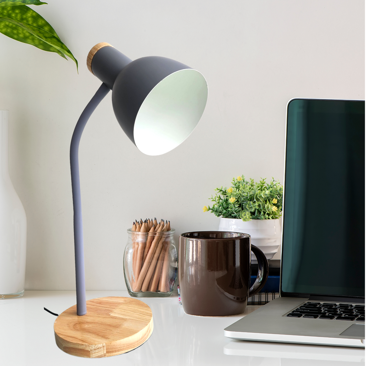 Luminária Mesa Abajur 50cm Articulada Flexível + Lâmpada Led Pt-03 Cor: Cinza - 7