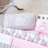 Kit Conjunto para Berço 14 Peças Menina Nuvem Trança Rosa - 3