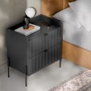 Ver imagem 2 de Kit 2 Mesas de Cabeceira Venus 60cm com Base Preta:grafite