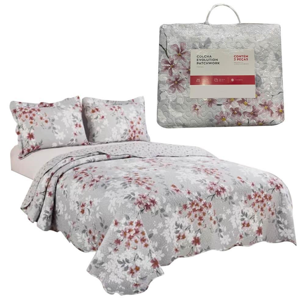 Colcha de Casal Evolution Patchwork Microfibra Ferina 3 Peças - Camesa