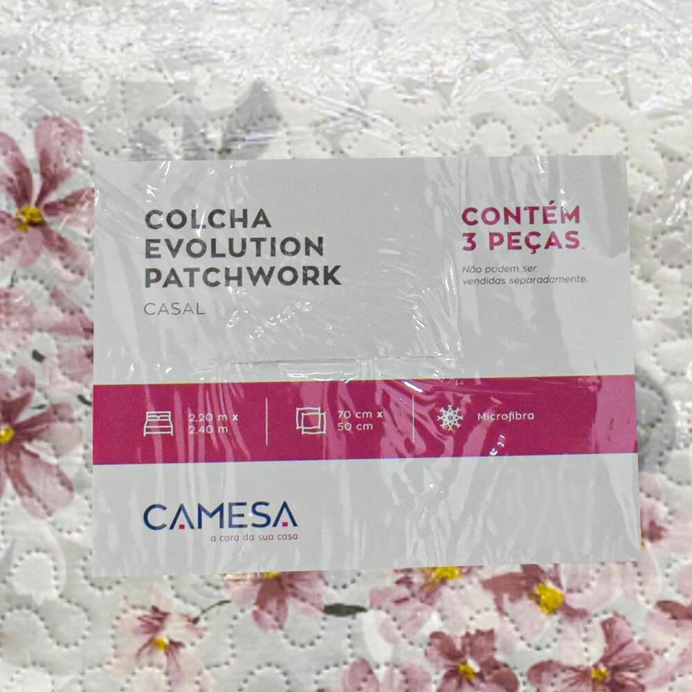 Colcha de Casal Evolution Patchwork Microfibra Ferina 3 Peças - Camesa - 4