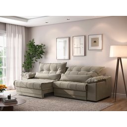 Sofá Retrátil e Reclinável com Molas Ensacadas e Carregador Usb Colosso 2,10m Veludocristal Fendi - 2