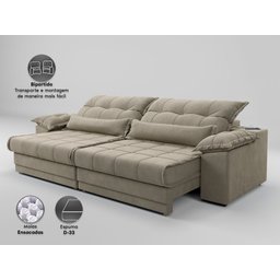 Sofá Retrátil e Reclinável com Molas Ensacadas e Carregador Usb Colosso 2,10m Veludocristal Fendi - 4