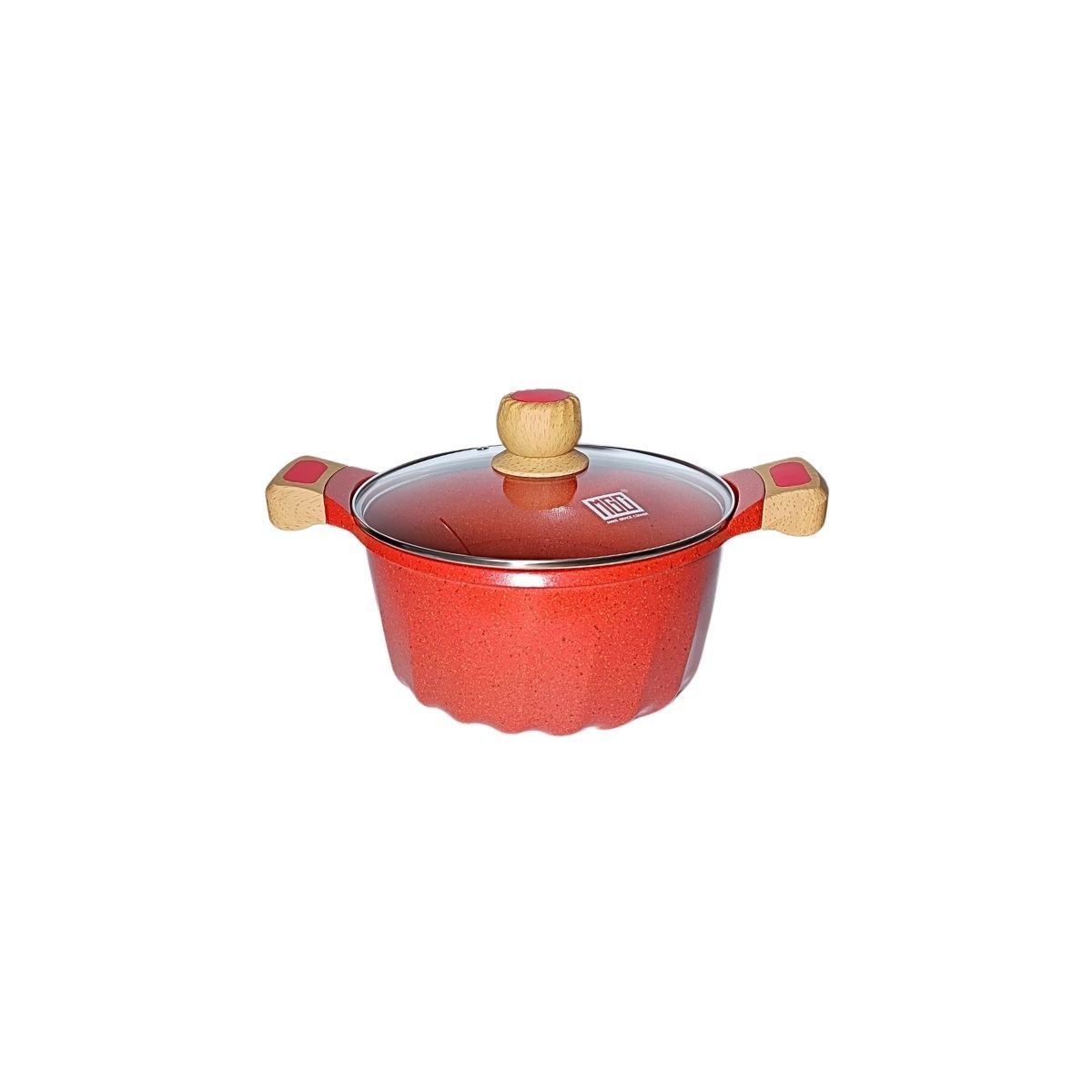 Jogo Panela Indução Revestimento Mármore Cerâmico 9 Peças Vermelho - 14