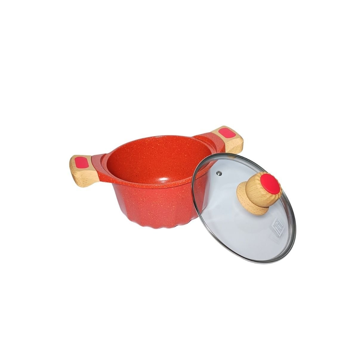 Jogo Panela Indução Revestimento Mármore Cerâmico 9 Peças Vermelho - 11