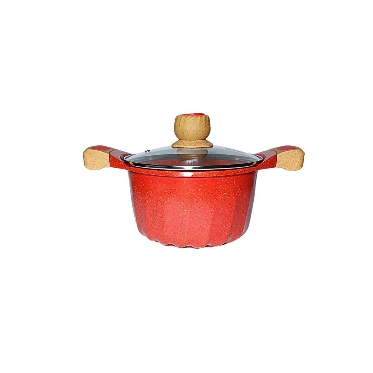 Jogo Panela Indução Revestimento Mármore Cerâmico 9 Peças Vermelho - 10