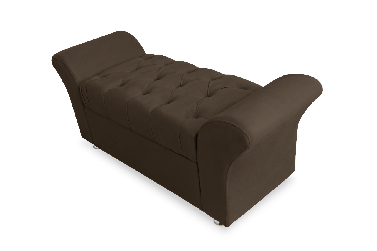 Recamier Calçadeira Baú Veneza Queen 160 cm Corano Marrom DL Decor