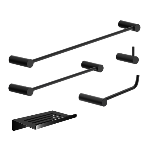 Kit de Acessórios para Banheiro Preto Fosco 5 Peças 2180or Grego Metal