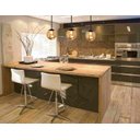 Ver imagem 4 de Kit 3 Pendente Preto Bancada Cozinha Cabeceira de Cama + Led Arevo Iluminação Jabuticaba VIDRO FUMÊ