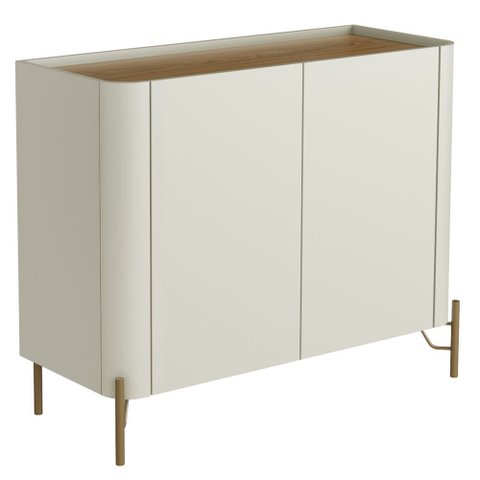Aparador Buffet para Sala de Jantar 2 Portas Pés Industrial Dourado Naim I03 Luna Louro - Lyam Decor