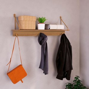 Cabideiro de Parede Organizador com 3 Ganchos Metálicos Cor:hanover com Dourado