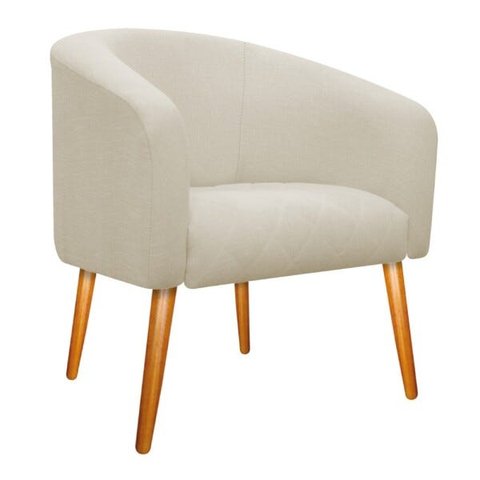 Poltrona Luiza Pés Palito Mel Linho Bege - Doce Sonho Móveis
