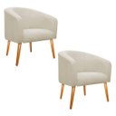 Ver imagem 1 de Kit 2 Poltronas Luiza Palito Mel Linho Bege - Doce Sonho Móveis