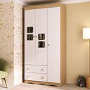 Ver imagem 1 de Guarda-roupa Infantil 92cm com Vidro 3 Portas e 2 Gavetas Serena Multimóveis Mp4431 Madeirado/