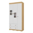 Ver imagem 2 de Guarda-roupa Infantil 92cm com Vidro 3 Portas e 2 Gavetas Serena Multimóveis Mp4431 Madeirado/
