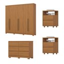 Ver imagem 2 de Conjunto Quarto Adulto Guarda-Roupa + Cômoda + Mesa de Cabeceira New Jade