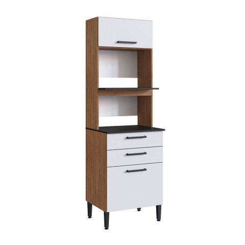 Balcão Giovanna Duplo Espaço Forno 2 Portas 2 Gavetas - Casajá - Freijo/branco