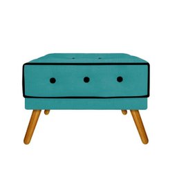 Kit Namoradeira, 2 Poltronas e 2 Puff Olivia Pés Palito Mel Suede Azul Turquesa - Doce Sonho Mó - 4