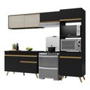 Ver imagem 1 de Armário de Cozinha Compacta 252cm Veneza Multimóveis V3692 Preto/Dourado