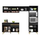 Ver imagem 6 de Armário de Cozinha Compacta 252cm Veneza Multimóveis V3692 Preto/Dourado