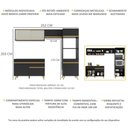 Ver imagem 4 de Armário de Cozinha Compacta 252cm Veneza Multimóveis V3692 Preto/Dourado