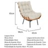 Poltrona Decorativa Sala Quarto Recepção Escritório Costela Base Fixa Linho Bege - 4