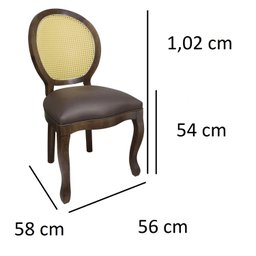 Cadeira Medalhão com Tela Natural Verniz Cappuccino e Facto Marrom Escuro Soberati - 4