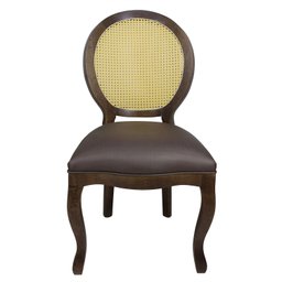 Cadeira Medalhão com Tela Natural Verniz Cappuccino e Facto Marrom Escuro Soberati - 2