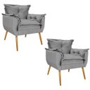Ver imagem 1 de Kit 2 Poltronas Opala Palito Mel Suede Cinza - Doce Sonho Móveis