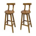Ver imagem 1 de Kit 2 Bancos Altos Bistrô de Madeira com Encosto Girafa Ideal para Bar e Restaurante Natural