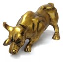 Ver imagem 1 de Escultura Estátua Decorativa Touro Wall Street Média 46cm:dourado Envelhecido