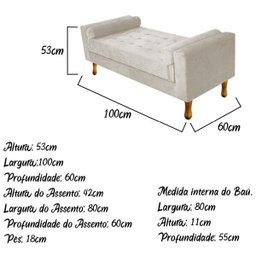Recamier Félix Solteiro 100cm Suede Bege - Doce Sonho Móveis - 3