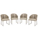 Ver imagem 1 de 4 Cadeira Noronha Aluminio Micro Pintura Champanhe, Tr. Telinha Corda Nautica Rami, Estofado - Bege