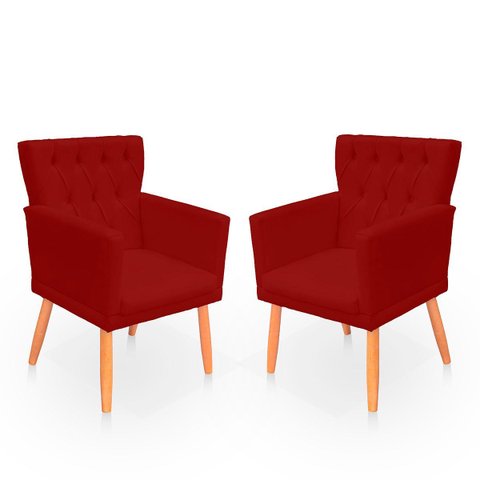 Kit com 2 Poltronas com Capitonê Clássica Confortável para Sala e Quarto Ana Suede