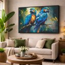 Ver imagem 1 de Quadro Casal de Araras Azul Arte Vibrante Tela Canvas 123x83