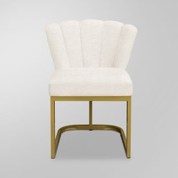 Cadeira Flor Decorativa Linho Bege - Base Ferro Dourado - 7