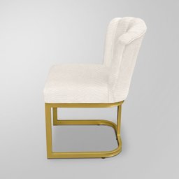 Cadeira Flor Decorativa Linho Bege - Base Ferro Dourado - 3