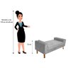 Recamier Félix Casal 140cm Suede Cinza - Doce Sonho Móveis - 5