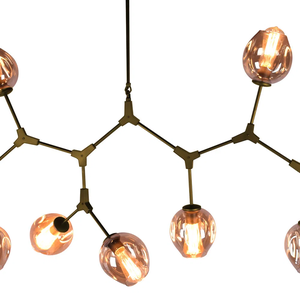 Pendente Orbe Dourado e Champagne (c)150cm (l)40cm (a)95cm 9xe27 360w - Ky001lg