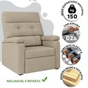 Ver imagem 5 de Poltrona do Papai Reclinável Bege Suede Luanda Shop Jm