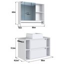 Ver imagem 3 de Conjunto Armario e Gabinete com Cuba 60cm Branco Proddy