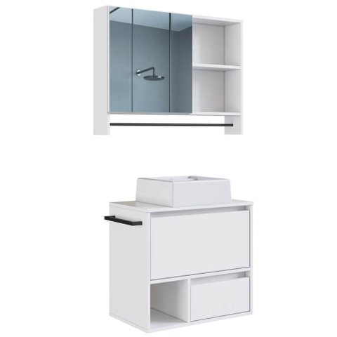 Conjunto Armario e Gabinete com Cuba 60cm Branco Proddy