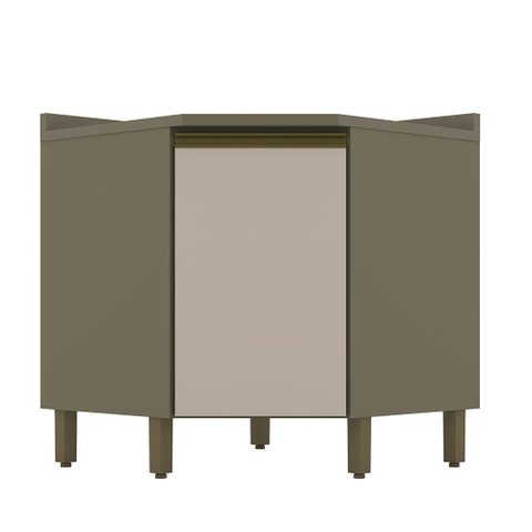 Balcão Canto Oblíquo 01 Porta 79cm c/ Tampo Connect Duna Cristal Henn