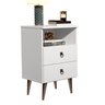 Mesa de Cabeceira Madri 2 Gavetas com Nicho Pés Retro Branco - 2
