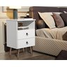 Mesa de Cabeceira Madri 2 Gavetas com Nicho Pés Retro Branco - 1
