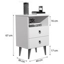 Ver imagem 5 de Mesa de Cabeceira Madri 2 Gavetas com Nicho Pés Retro Branco