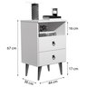 Mesa de Cabeceira Madri 2 Gavetas com Nicho Pés Retro Branco - 5
